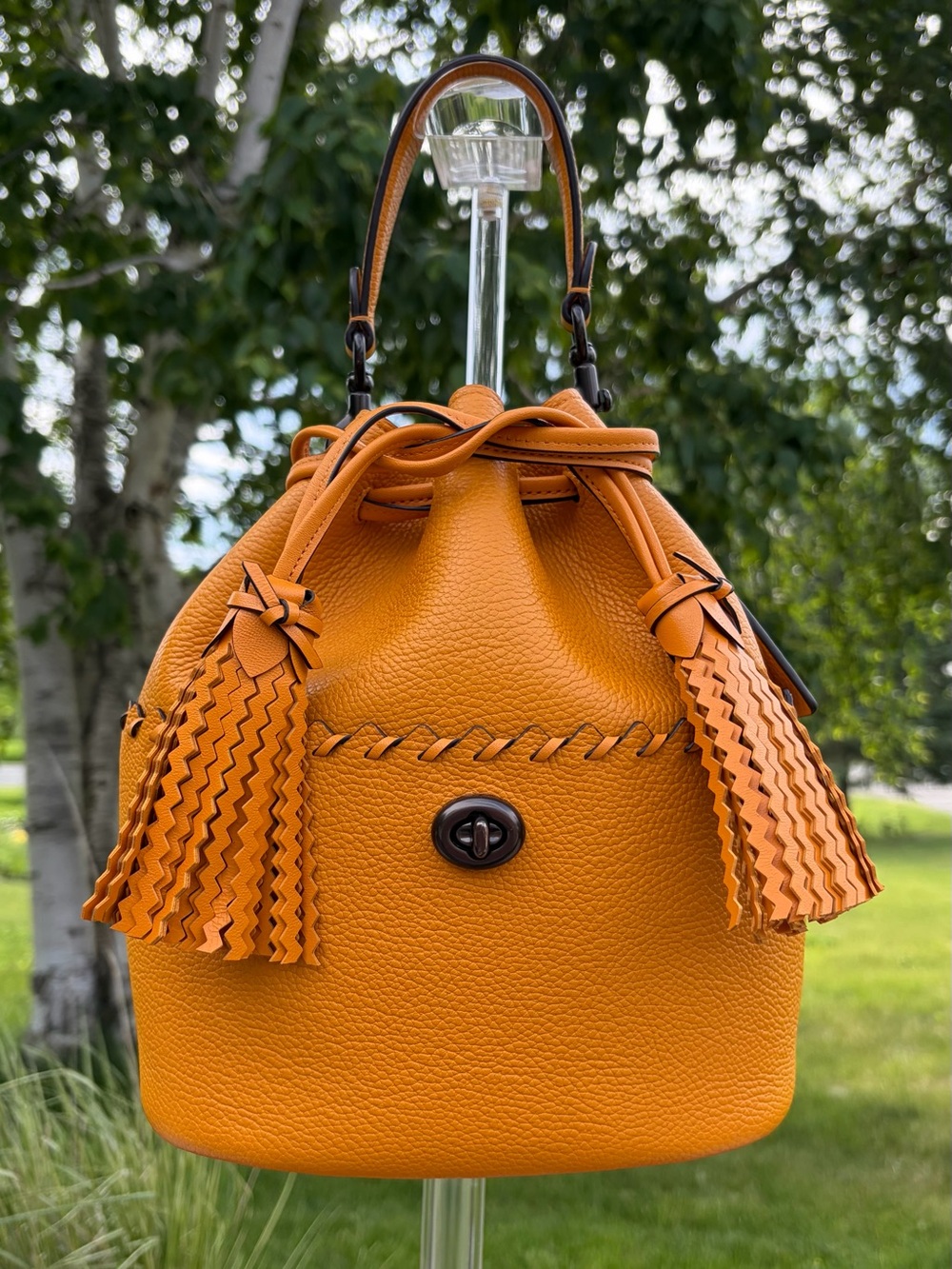 Coach Lora Whipstitch Bucket Bag Pebble Leather Like New